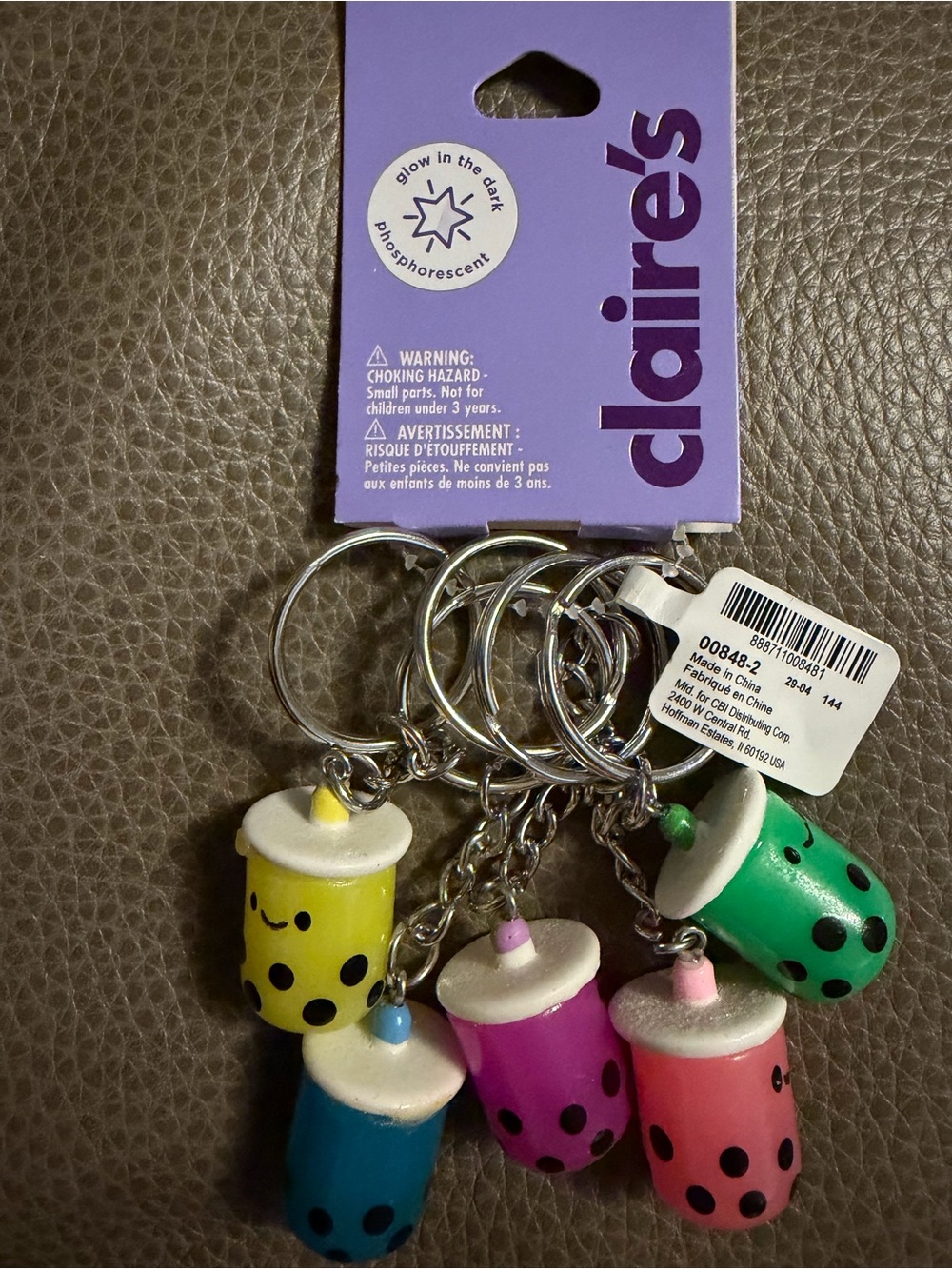 Claire's Bubble Tea Keychain Set - Yellow, Blue, Pink, Purple, Green